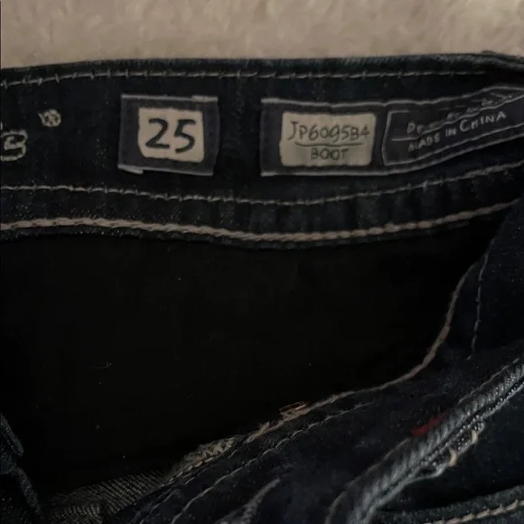 Miss Me Dark Blue Boot Cut Jeans with Red Accents - Picture 2 of 3